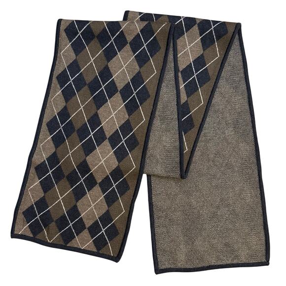 Murano Accessories - Murano 100% Merino Wool Scarf Argyle Diamond Rectangle Winter Brown 76.5"